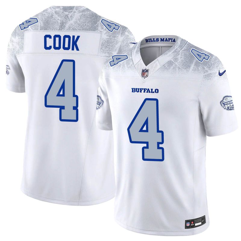Men Buffalo Bills #4 Cook Nike White 2025 Rivalries Collection Limited NFL Jersey